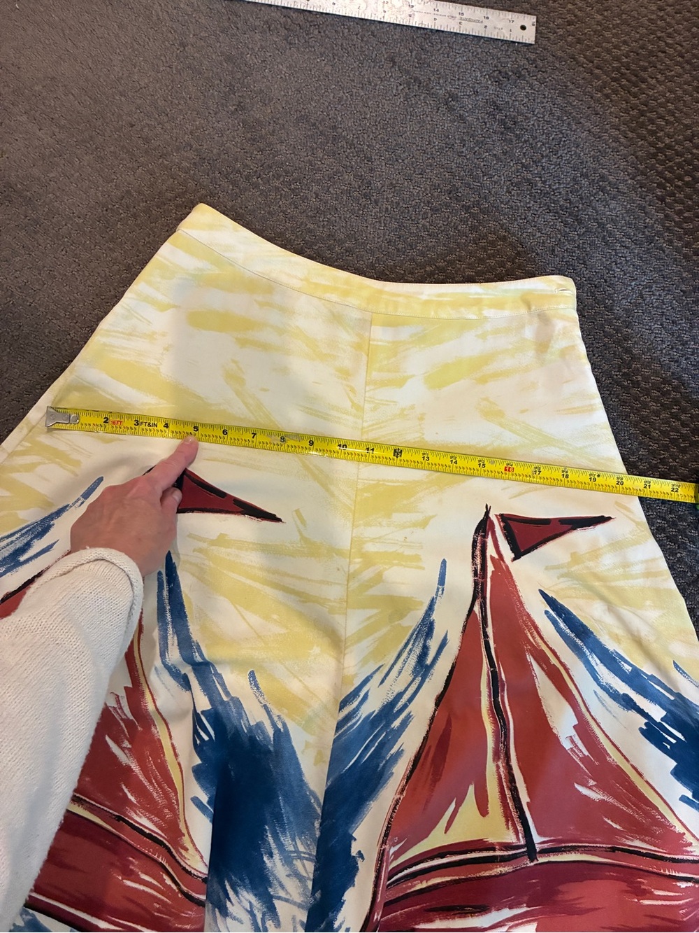 Boden Sailboat A-Line Skirt in Yellow, Blue and Red - Picture 4 of 6